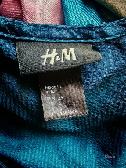 H&M plava kao svilena haljina s - m