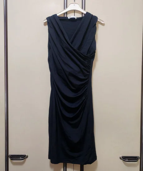 Zara crna drapirana nova haljina s/m