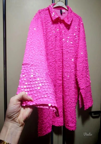 H&M dugacka sljokicava kosulja - haljina M