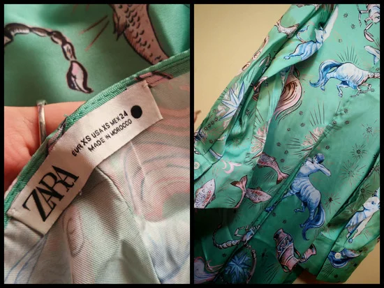Zara satenska zodiak midi haljina xs - s