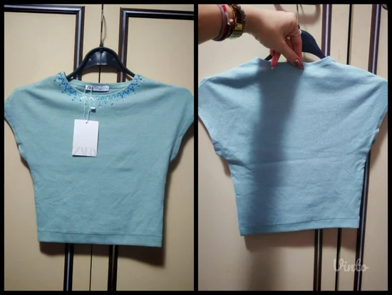 Zara rezedo mint crop top sa cirkonima s - m