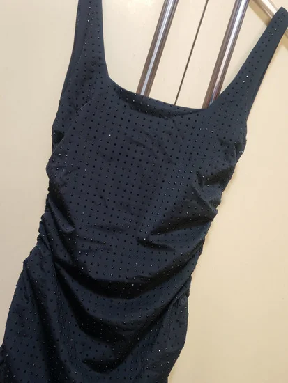 Zara drapirana crna haljina cela od cirkona, xs/s