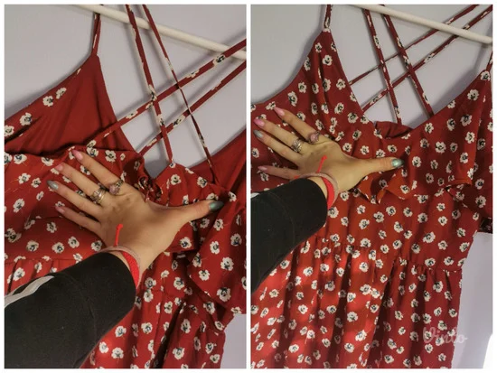 Cvetna haljina cigla boje S-M