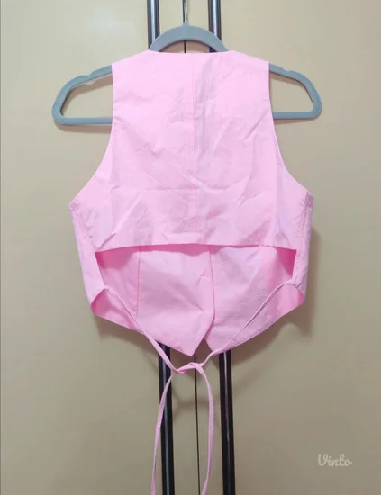 Zara pamucni baby pink prsluk XS