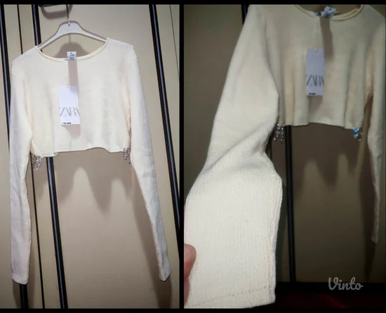 Zara crop top bluza sa kristalima s- M