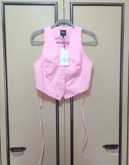 Zara pamucni baby pink prsluk XS