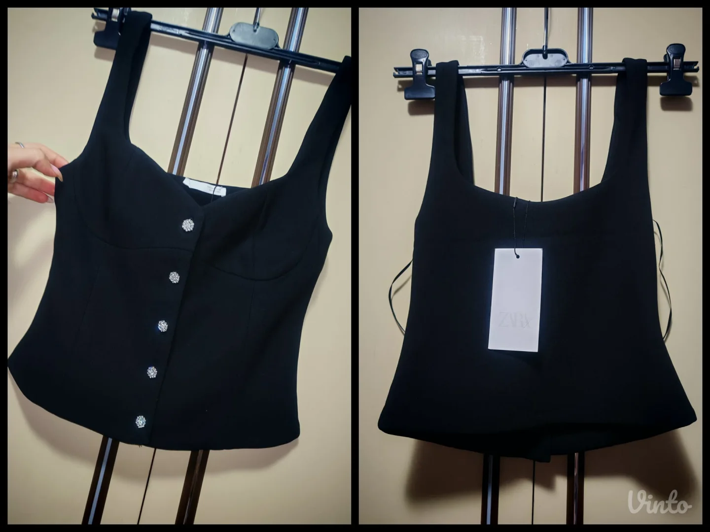 Zara crni top prsluk