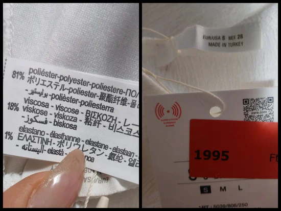 Zara prsluk bluza s, etiketa