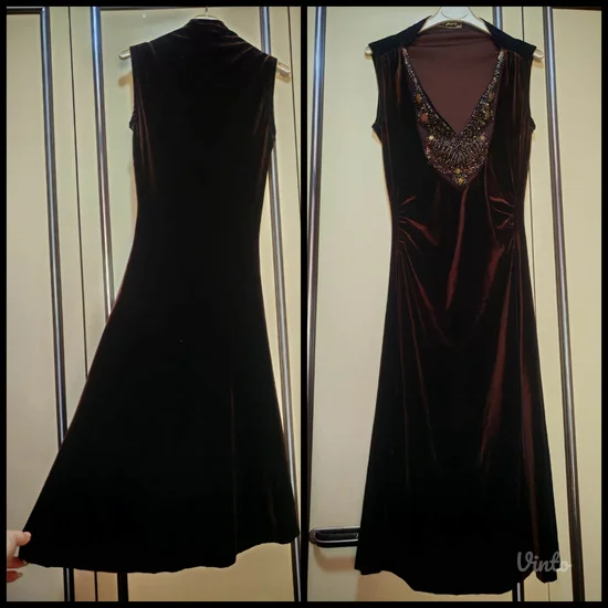 Novo, braon plisana haljina s, moze i za m