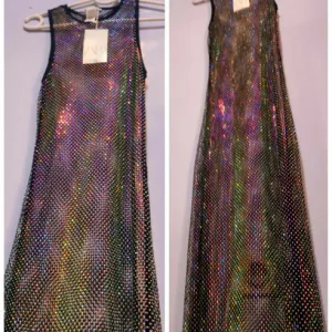 Novo Zara mesh maxi rhinestone haljina S