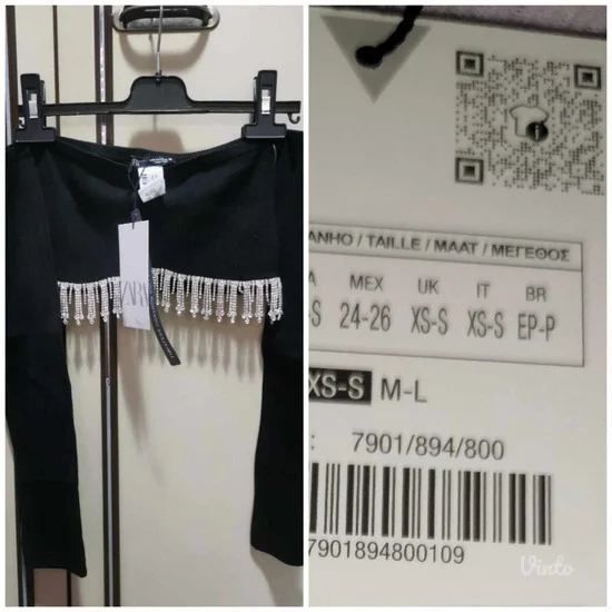 Zara limited crop top sa nakitom XS-S