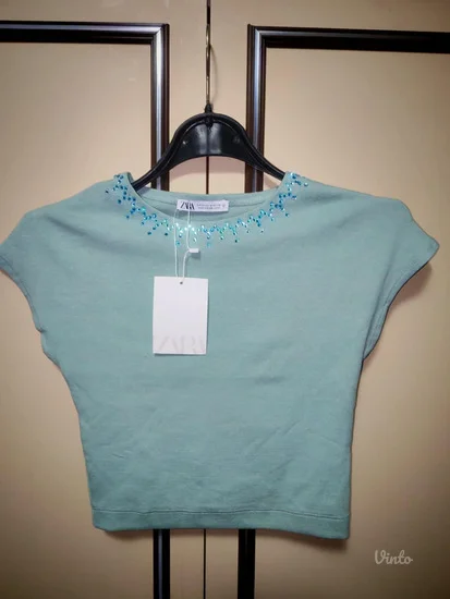 Zara rezedo mint crop top sa cirkonima s - m