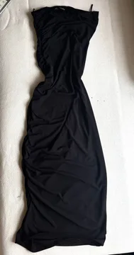 Zara crna midi haljina bez bretela