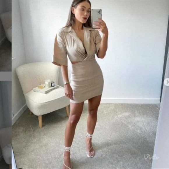 Zara lanena mini haljina