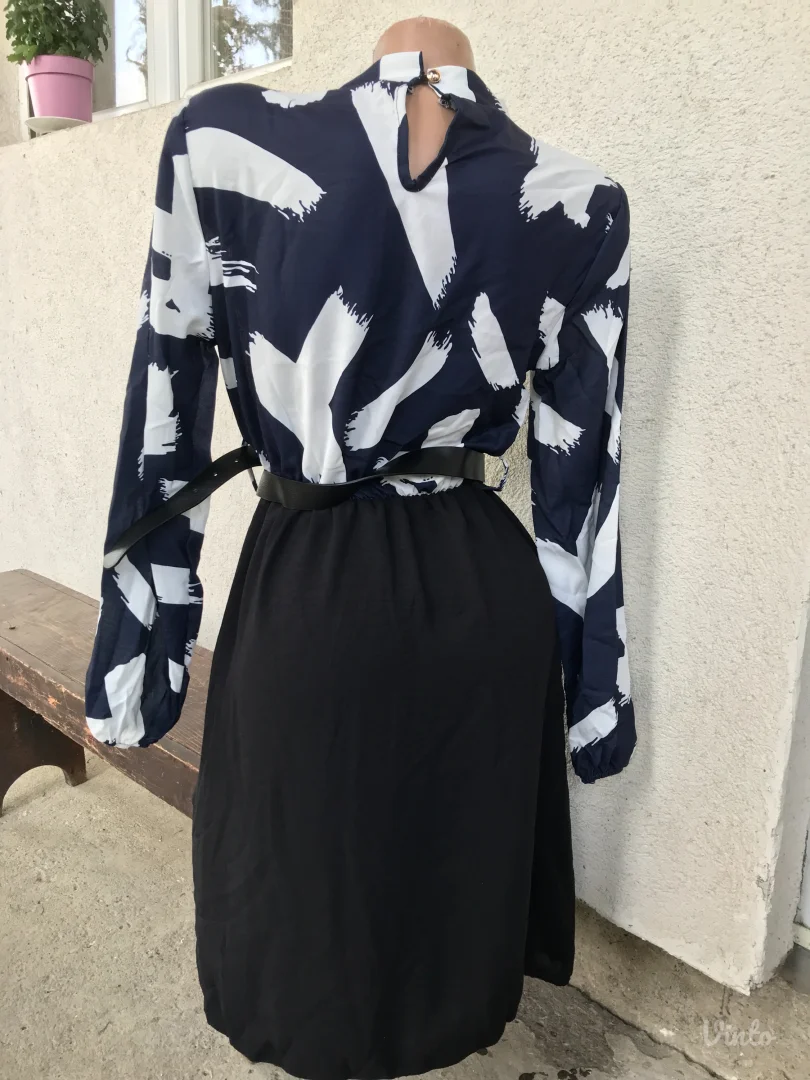 Nova teget belo crna haljina sa kaisem S/M