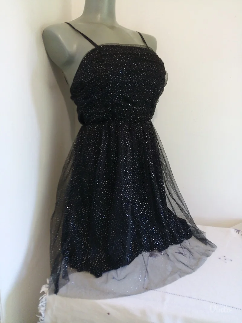 Nova K crna sa srebrnim tackicama S