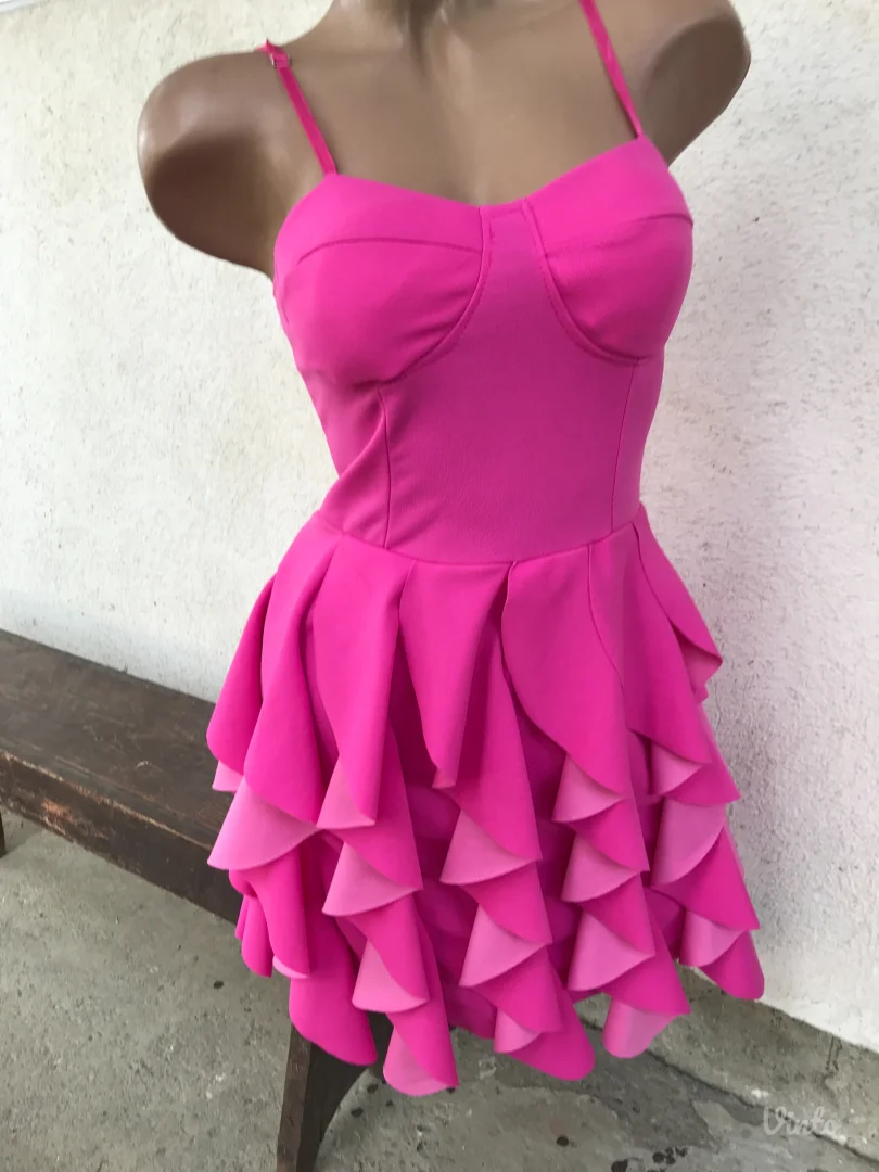 Nova pink haljina uvrnuti karneri S