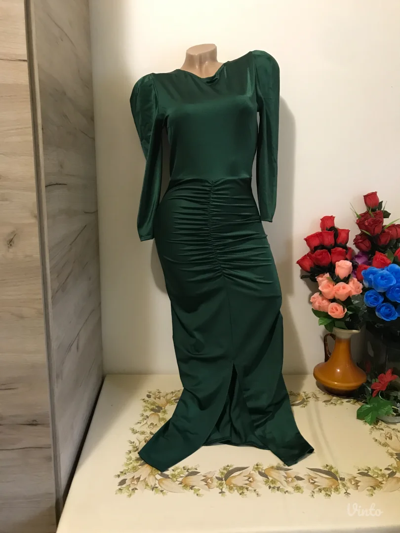 Nova zelena midi naborano ispod struka S/M