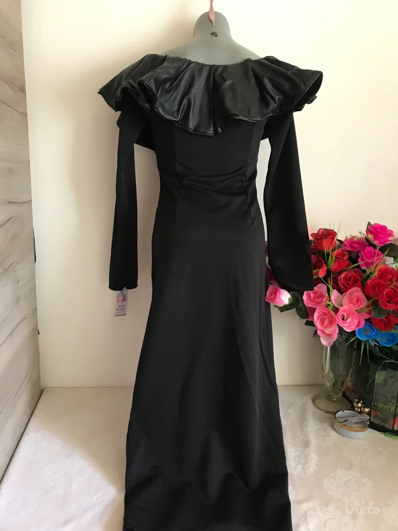 Nova crna midi haljina karner oko vrata S/M