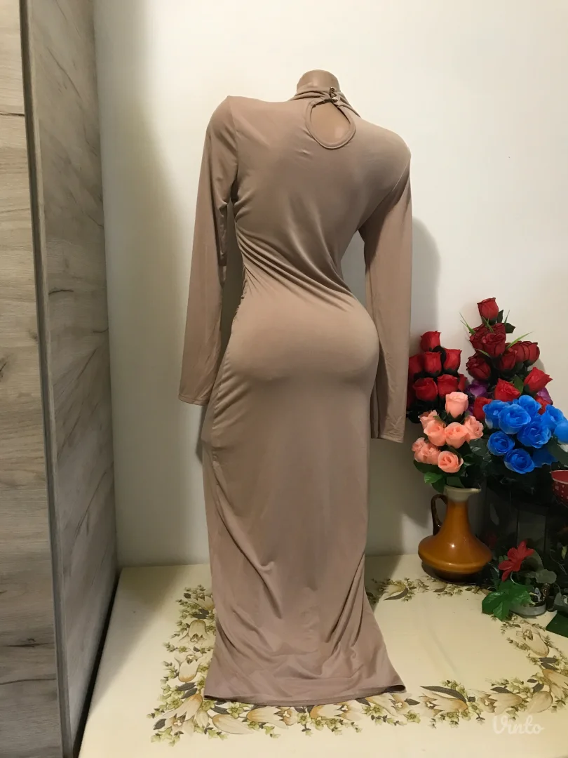 Nova Tina krem haljina kopca u struku S/M