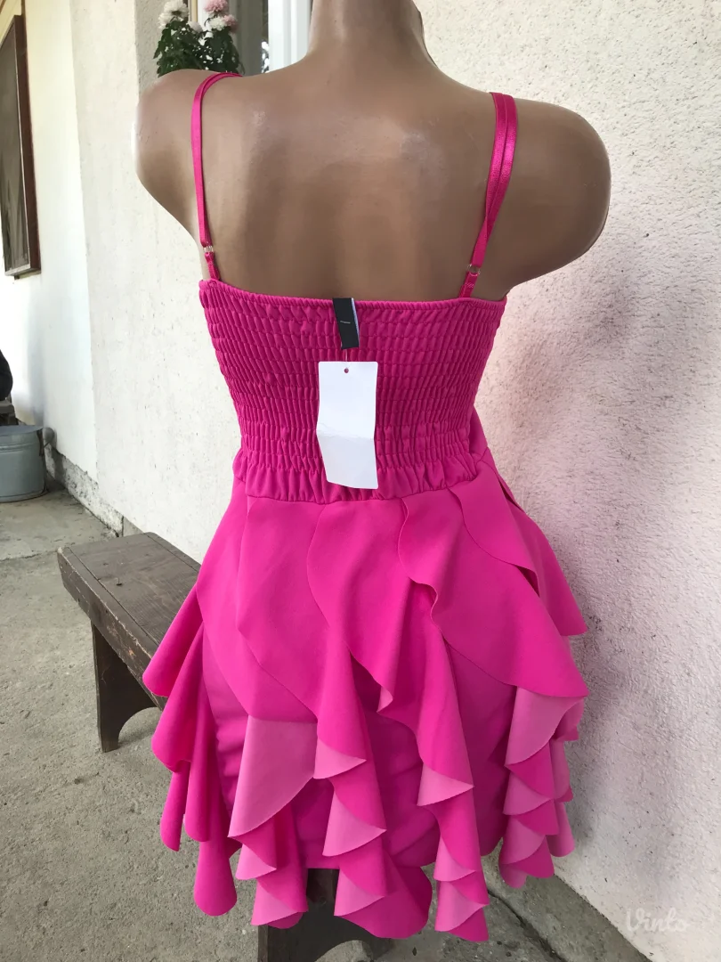 Nova pink haljina uvrnuti karneri S