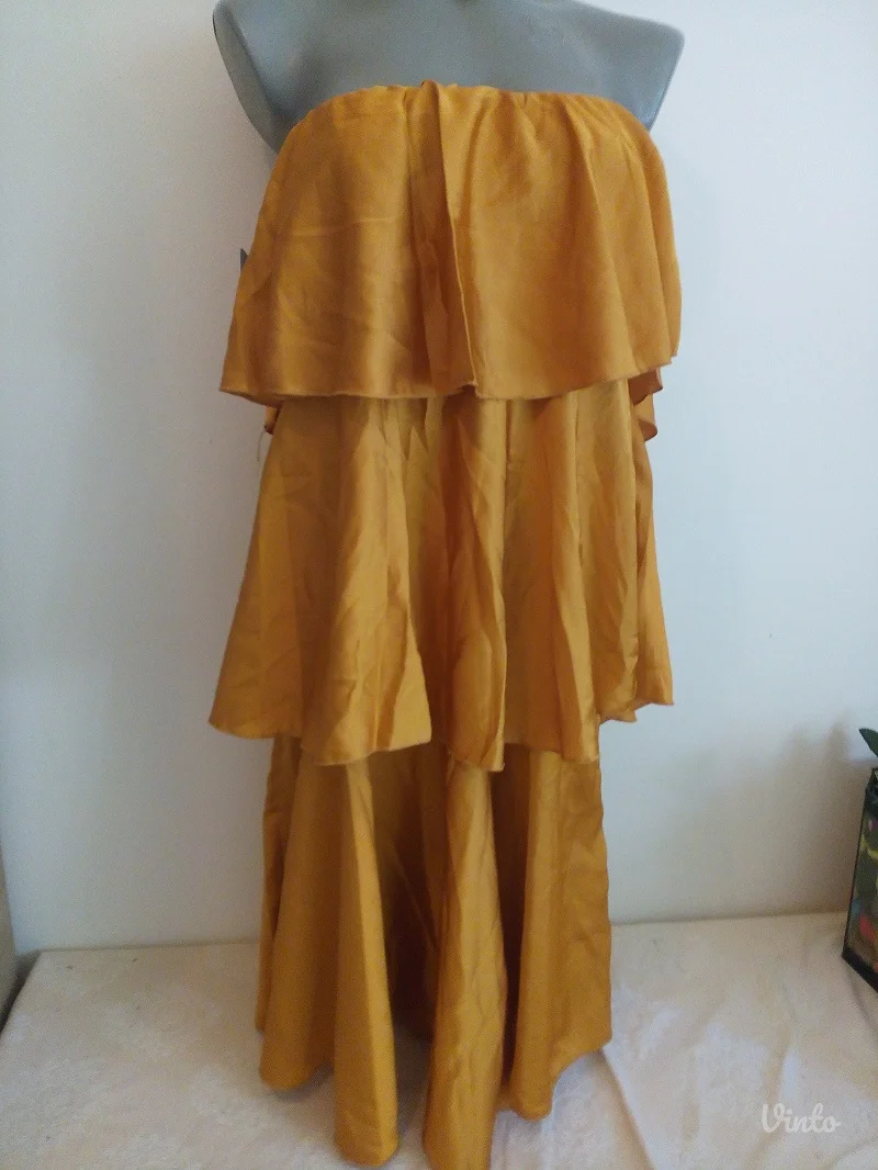 Nova zuta duza 3 karnera suknja/haljina S/M