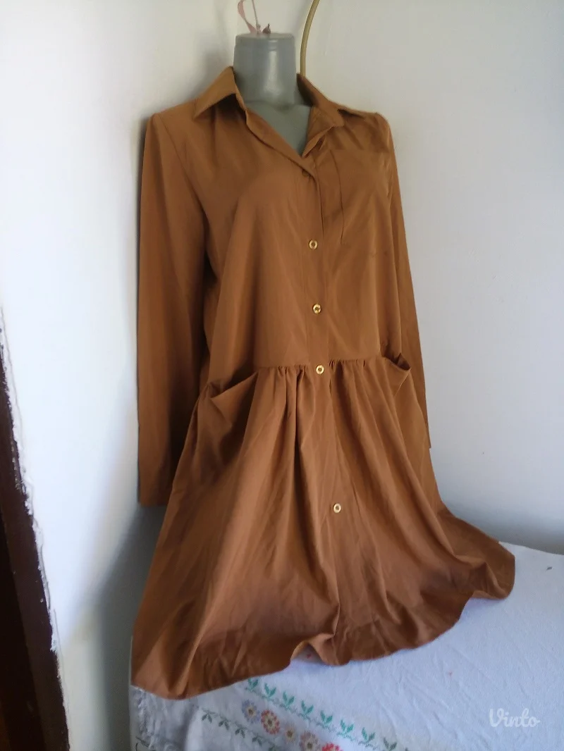 Nova F-18 braon kosulja haljina sa dzepovima M/L