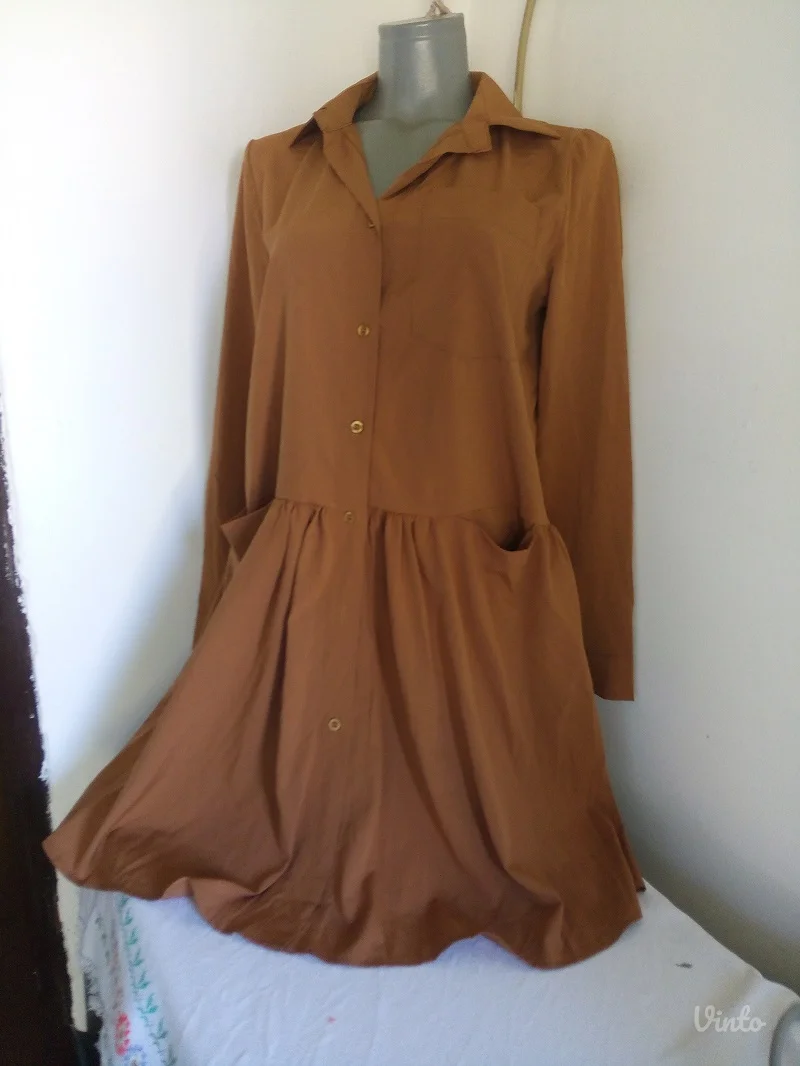 Nova F-18 braon kosulja haljina sa dzepovima M/L