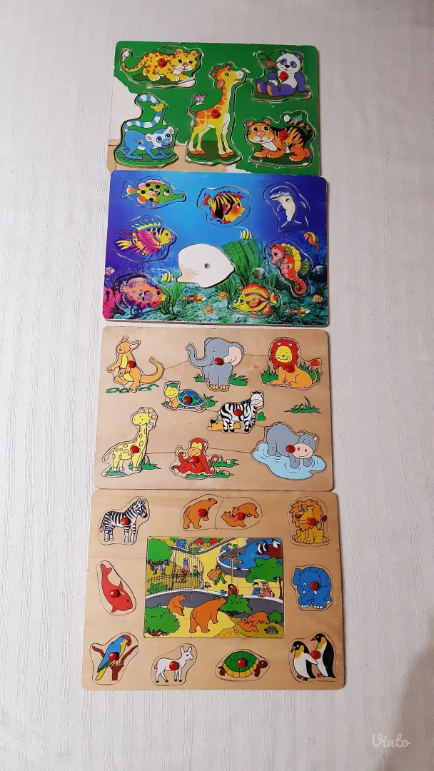 Drvene edukativne slagalice – umetanke sa životinjama