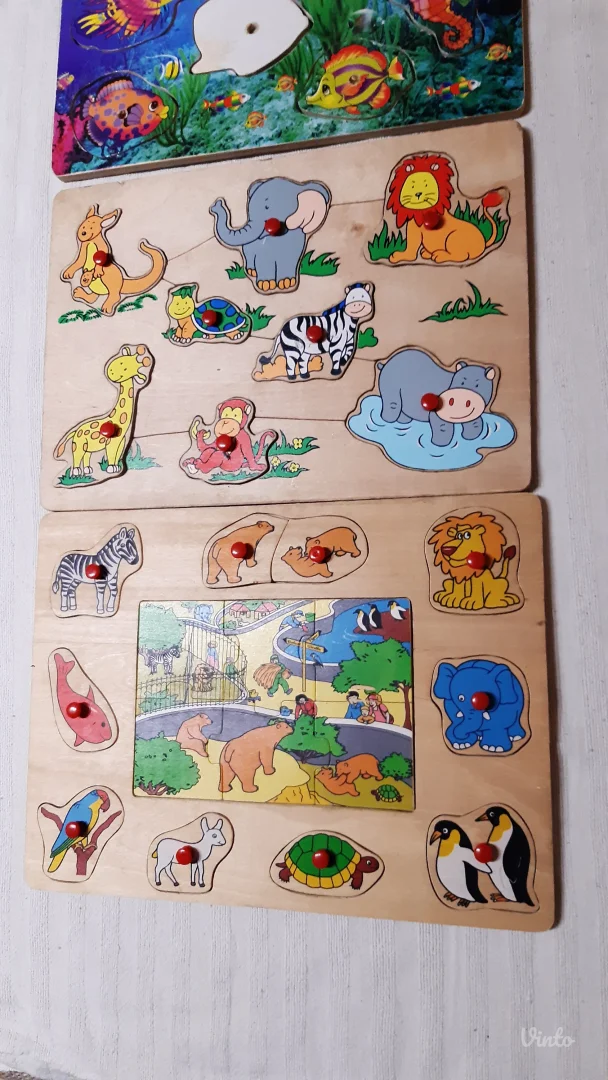 Drvene edukativne slagalice – umetanke sa životinjama