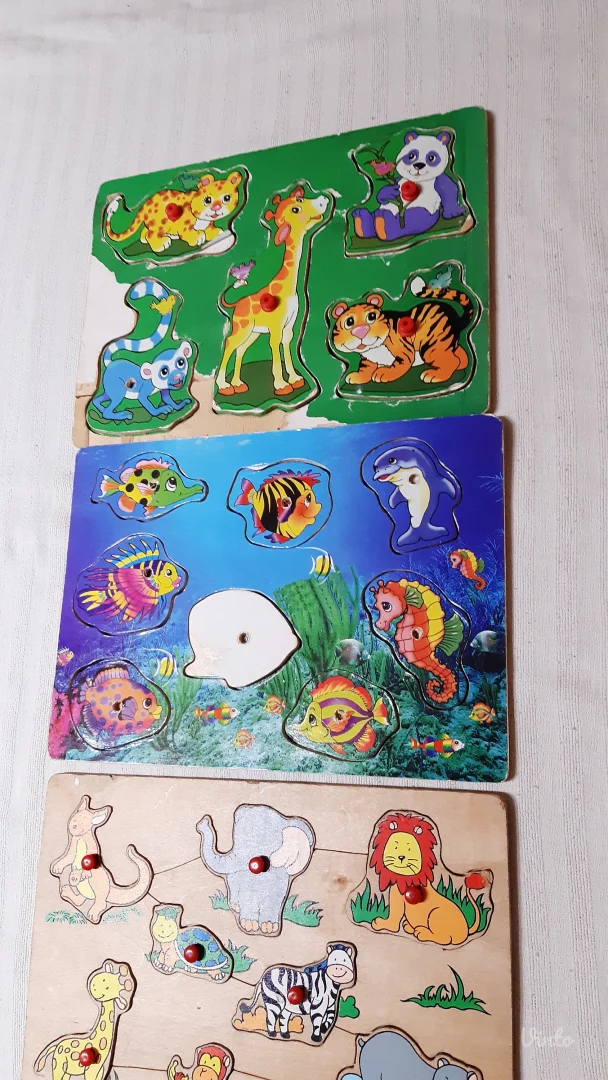 Drvene edukativne slagalice – umetanke sa životinjama