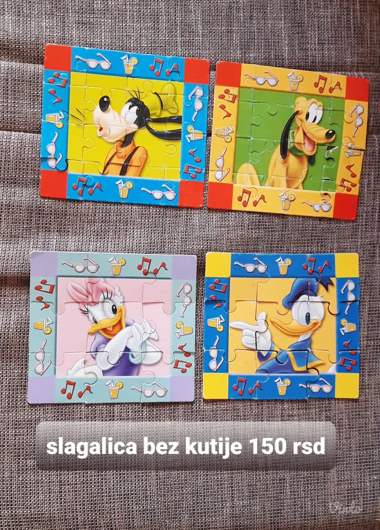 Dečje slagalice sa Diznijevim likovima – set od 4 mini puzli.