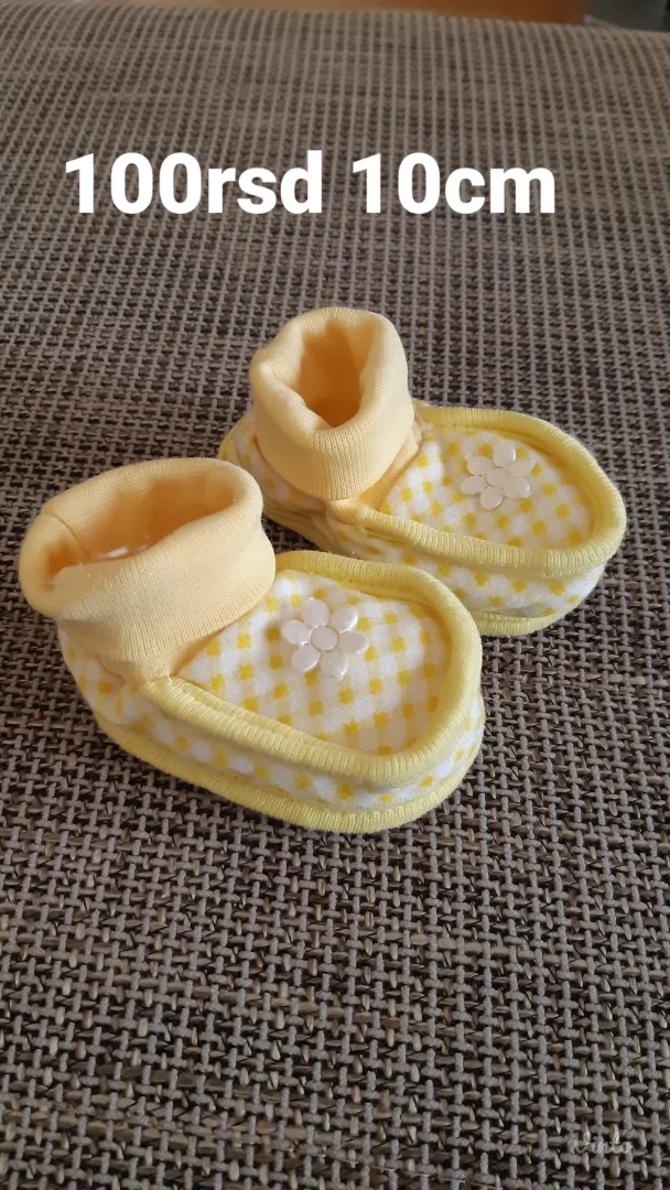 Žute bebine papučice/čarapice sa manžetnama, dužina unutrašnjeg