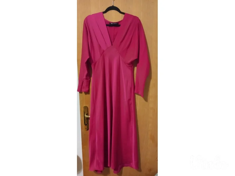 Pink ZARA saten svečana haljina NOVA