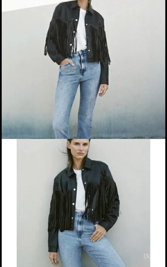 Zara - crna jakna od eko koze