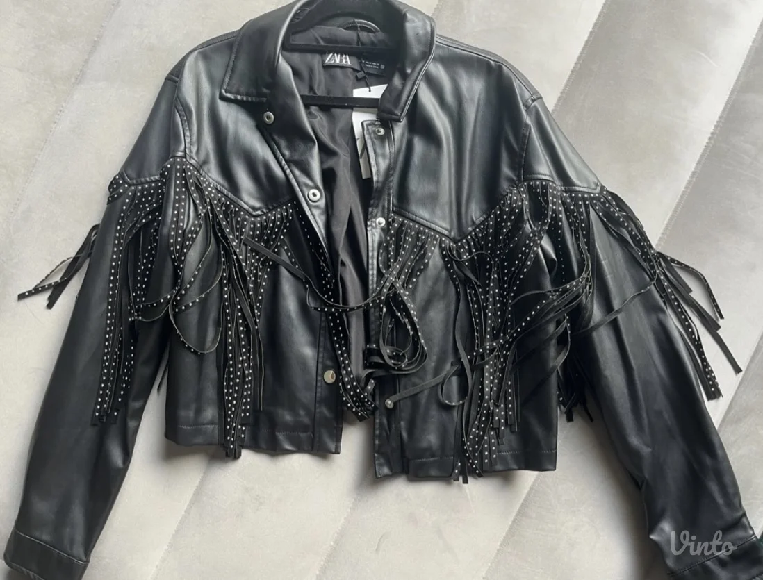 Zara - crna jakna od eko koze