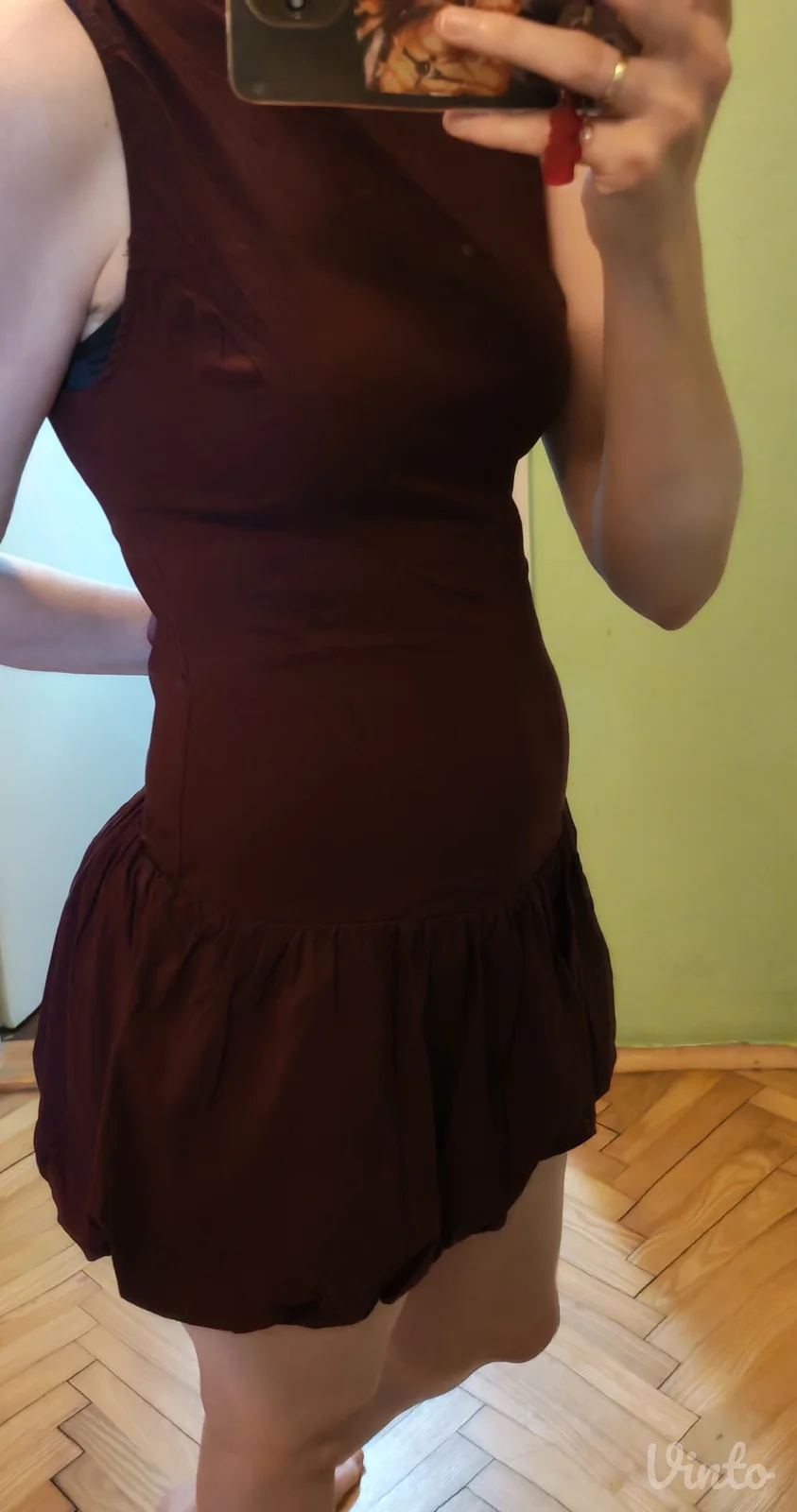 Bershka bordo mini balon haljina