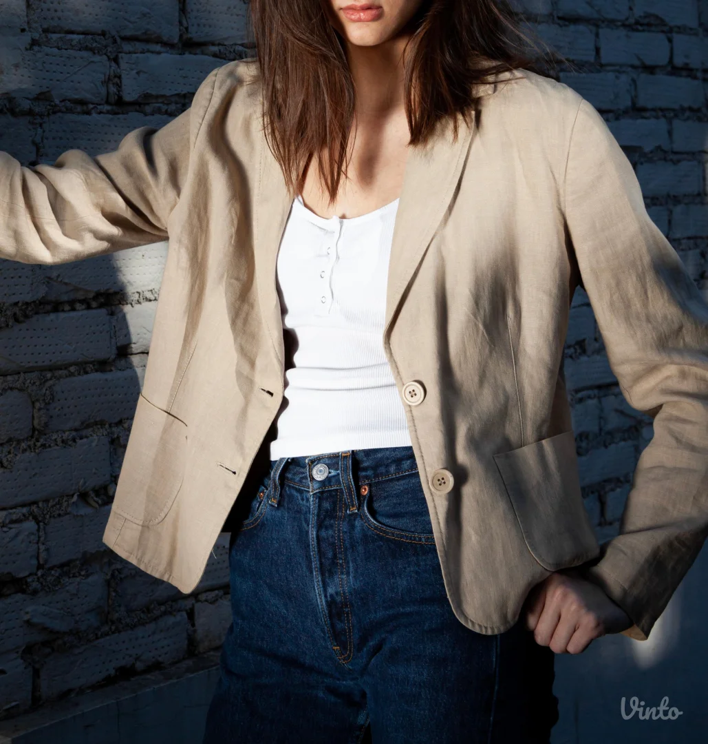 Bež laneni sako
