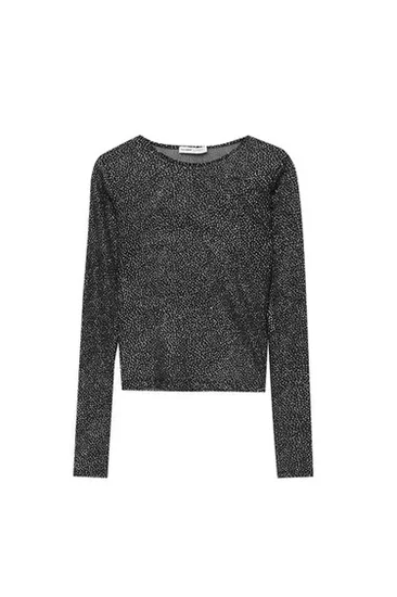 Top dugih rukava od tila sa šljokicama