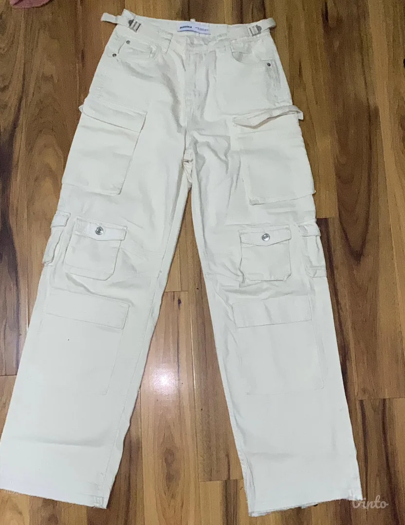 Krem kargo pantalone
