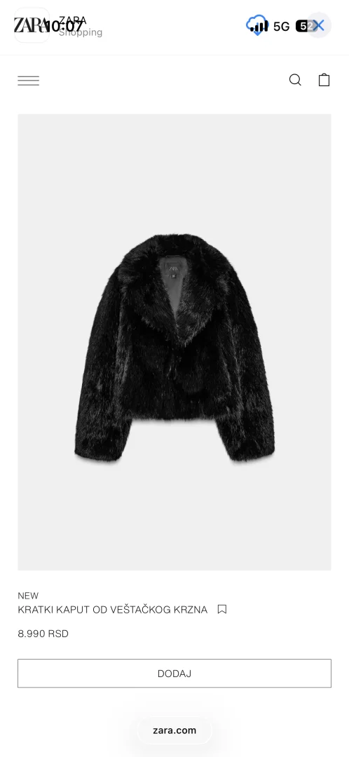 Zara, crna bunda