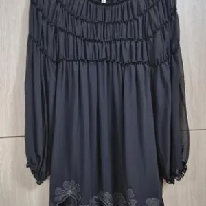 Crna haljina/tunika sa vezom, vel. S/M