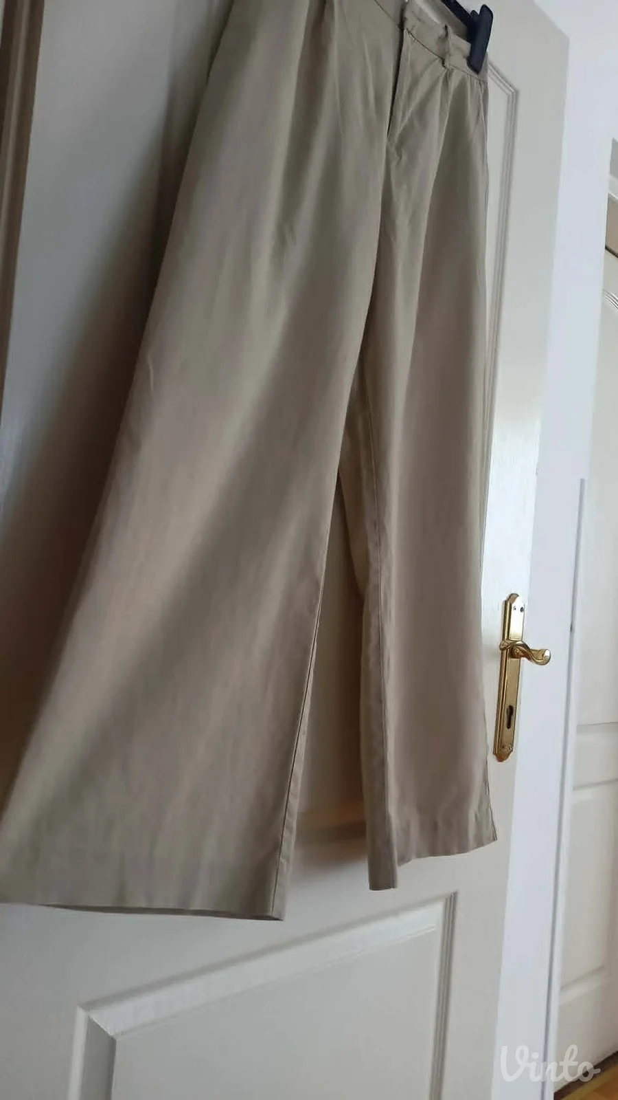 lan pamuk Zara pantalone ten boje širih nogavica