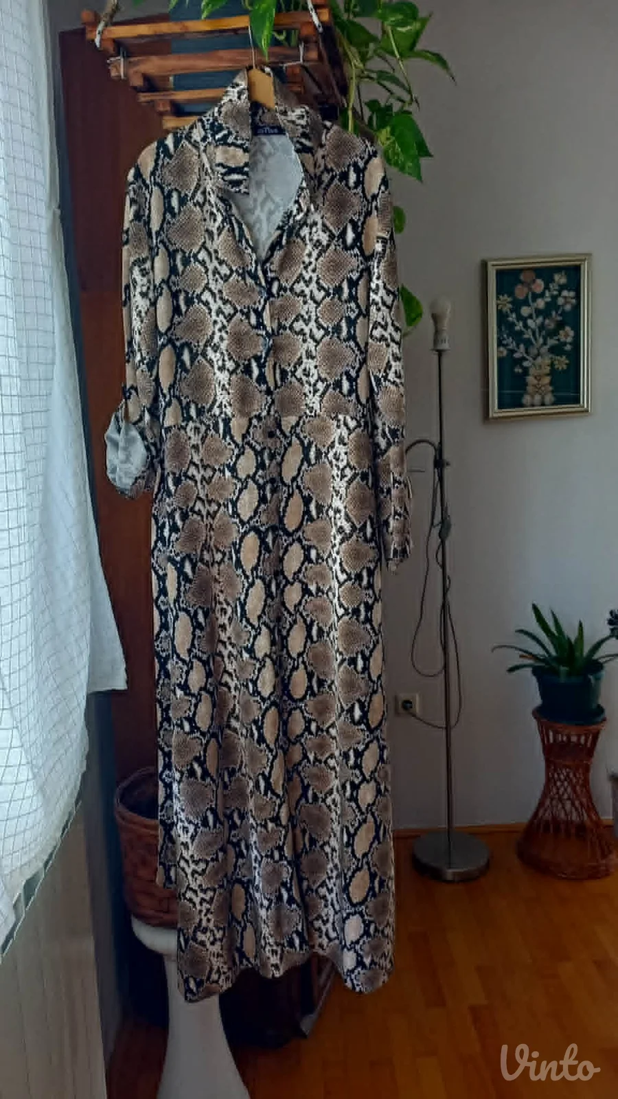 zmijskog printa duža viskosa haljina vel.40..kao nova
