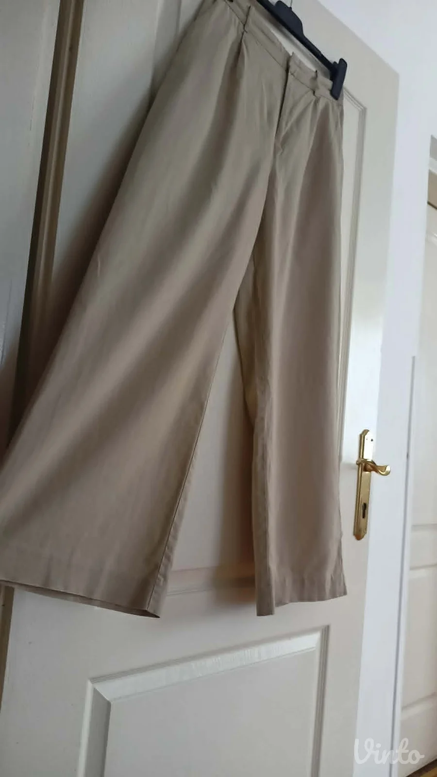lan pamuk Zara pantalone ten boje širih nogavica