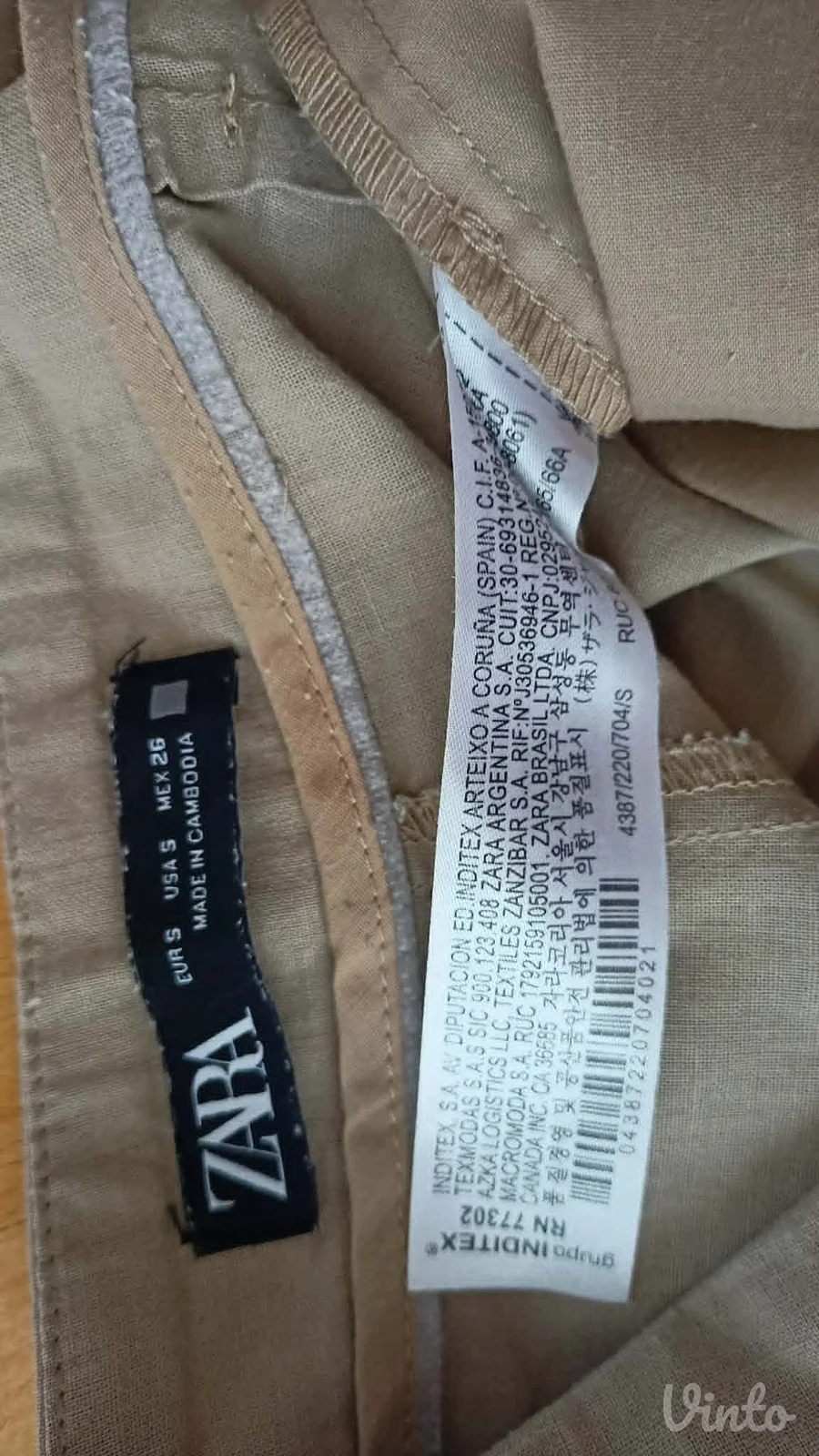 lan pamuk Zara pantalone ten boje širih nogavica