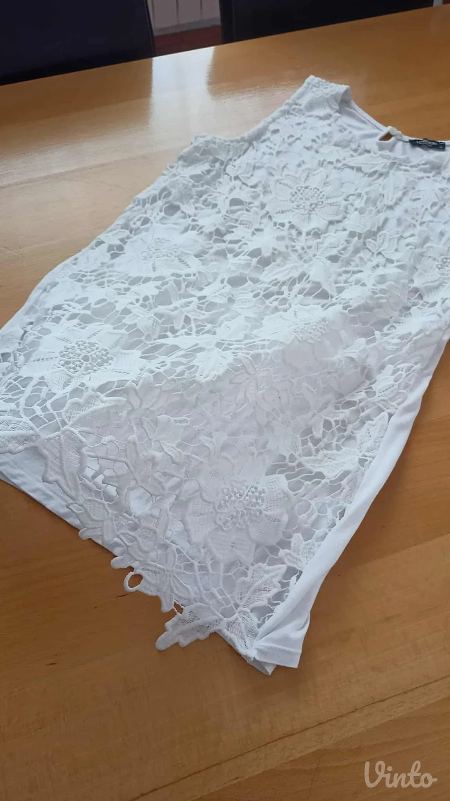 dvoslojna čipka predivna tunika bele boje L/XL