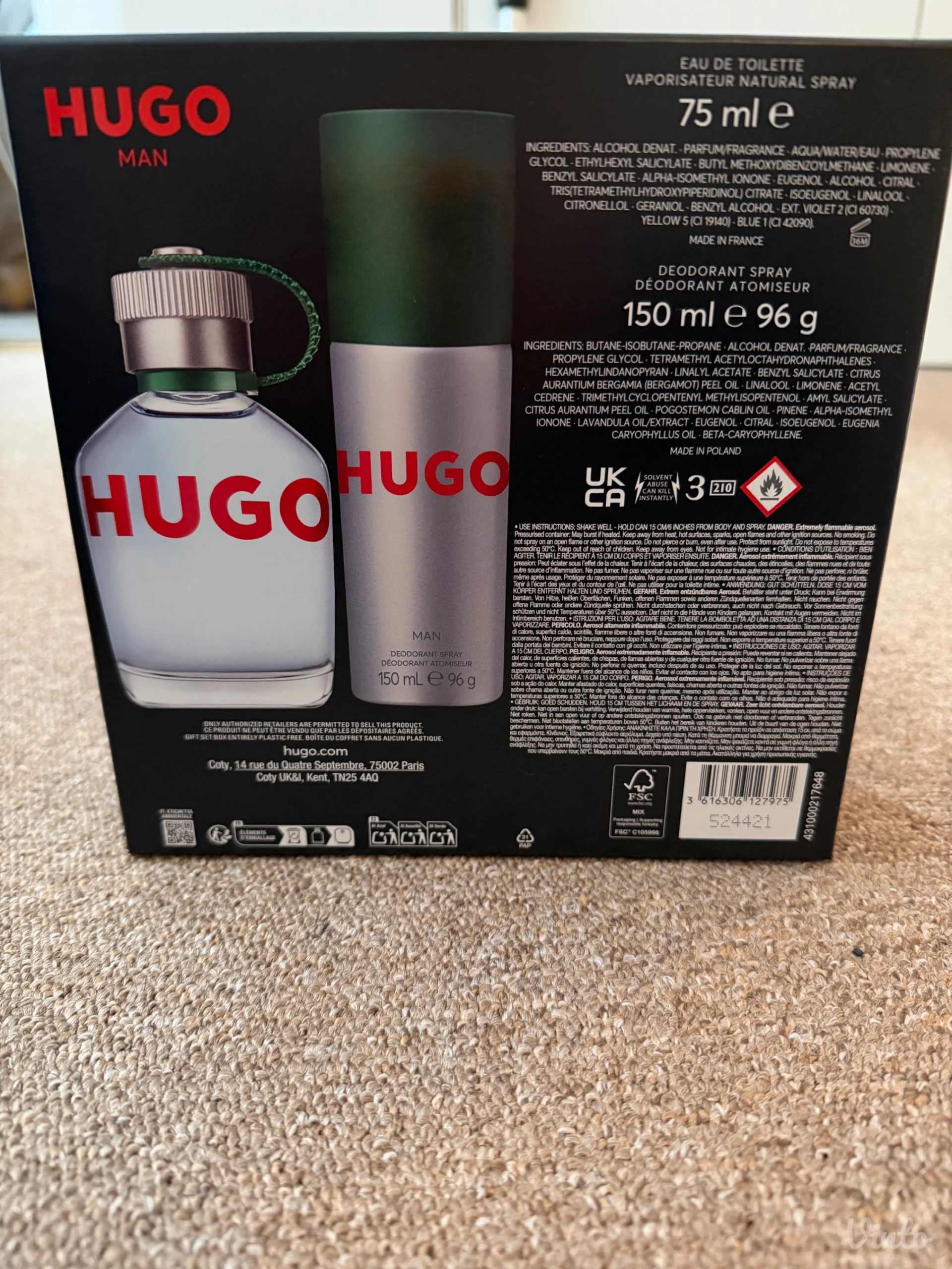 Hugo Man Set (Edt 75ml+Deodorant Spray 150ml)