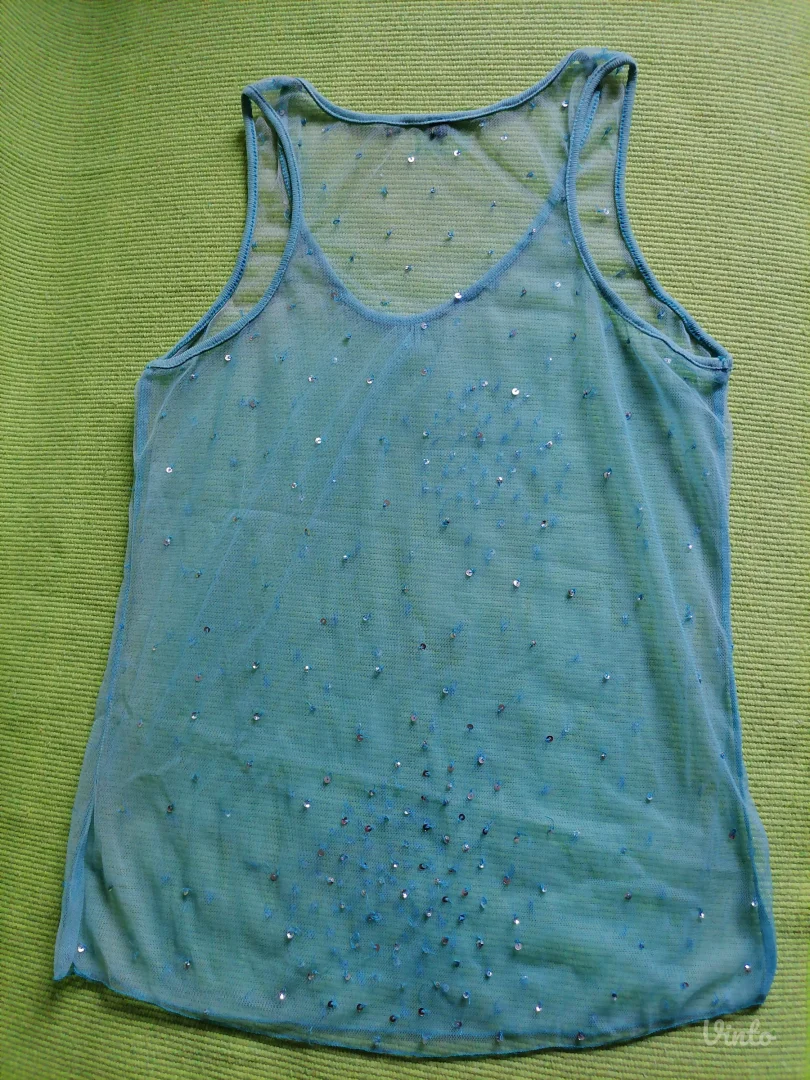 Majica na bretele čipka i šljokice L/XL