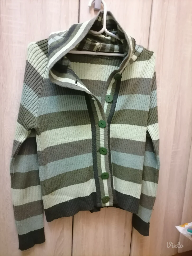 Prugasti pamučni džemper sa kapuljačom